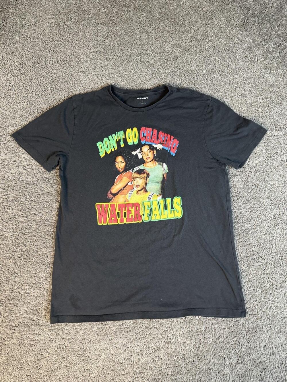 Old Navy TLC Shirt Mens M Black Don't Go Chasing Waterfalls Graphic Tagless